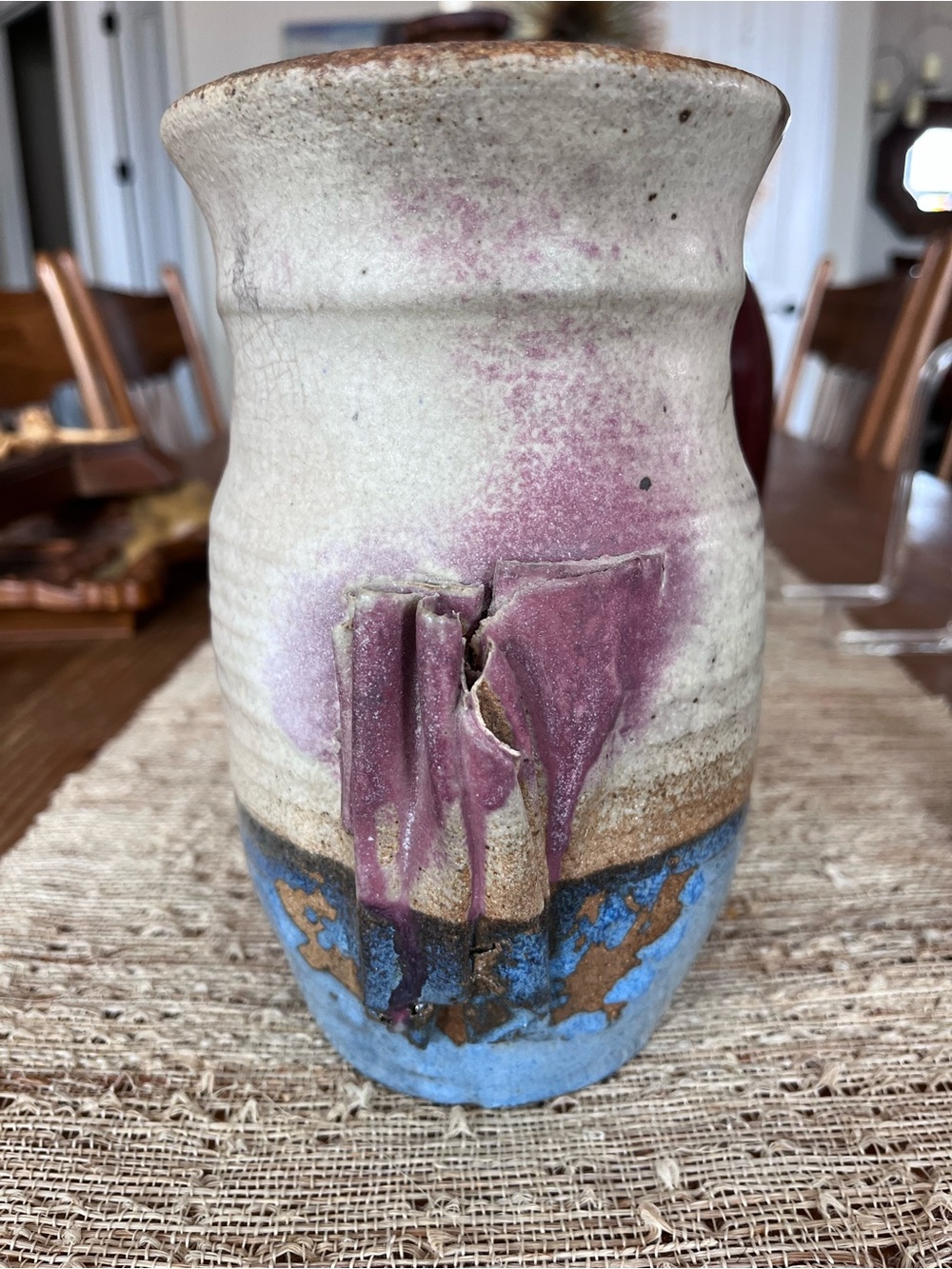 Handcrafted “Hallelujah Pottery” Ceramic Textured Vase Signed